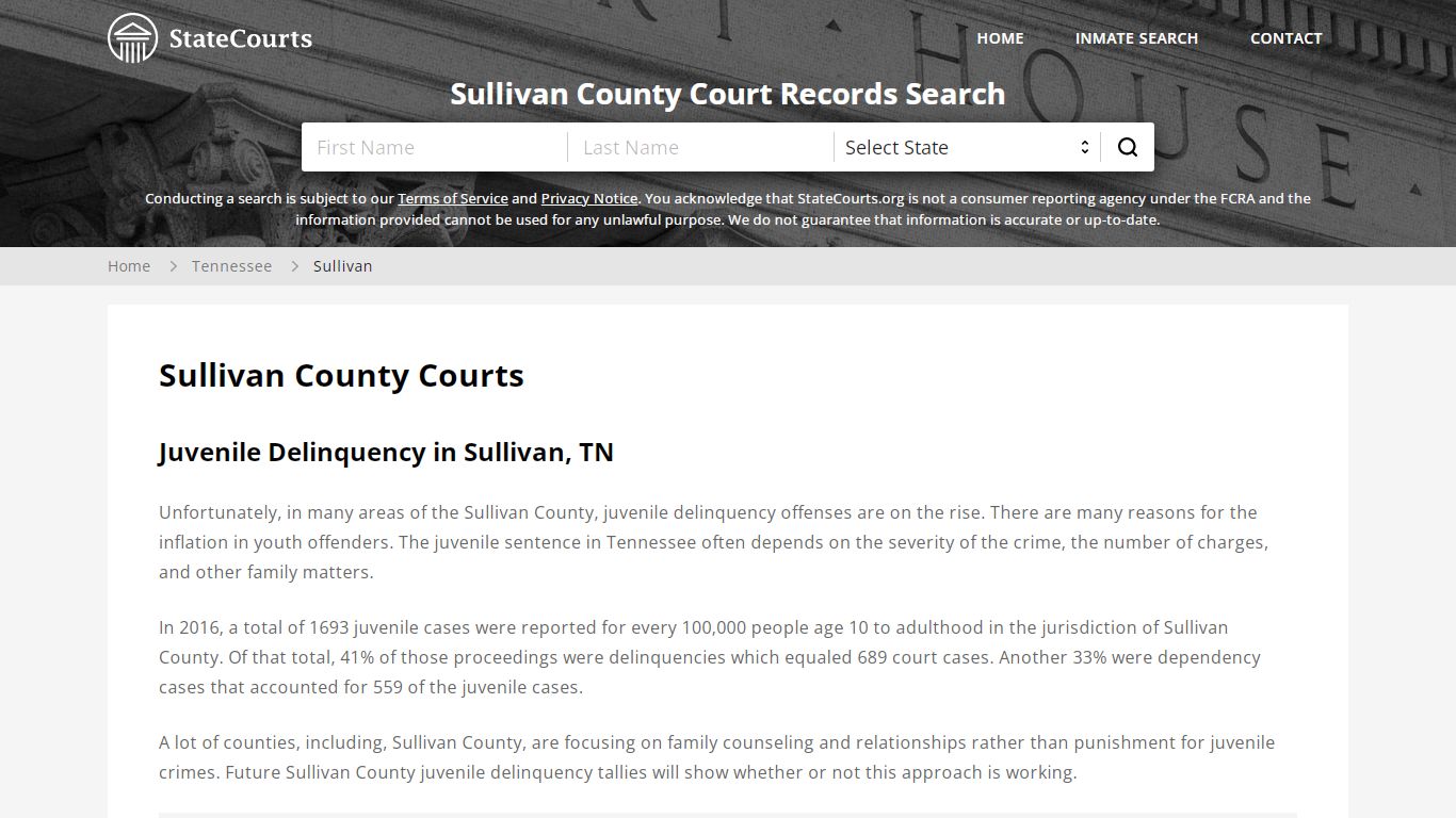 Sullivan County, TN Courts - Records & Cases - StateCourts